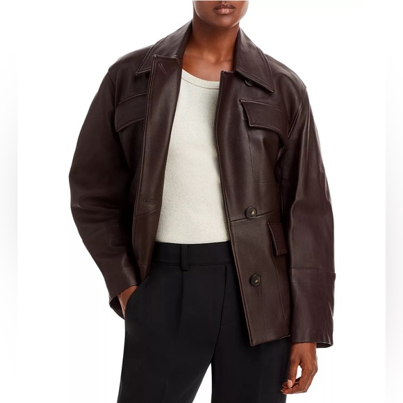 Vince 100% Lamb Leather Safari Jacket in Brown, Size M New w/Tag Retail $1495 - Picture 2 of 16